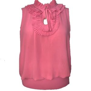 Beautiful tiered ruffle high neckline blouse